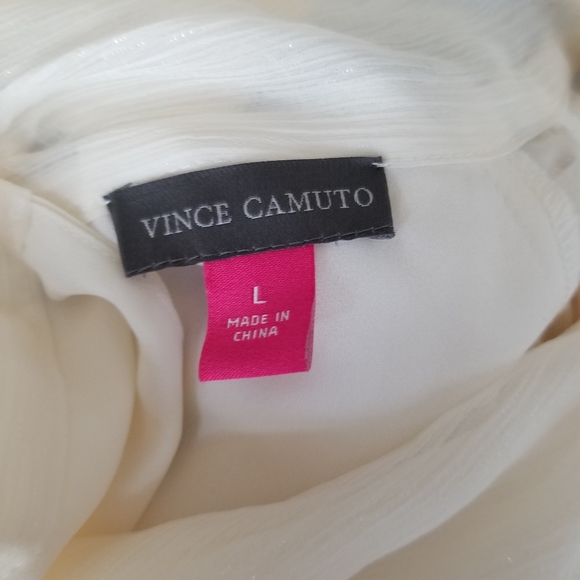Vince CamutoLong-Sleeve Ruffle Lurex TopL - Picture 7 of 8